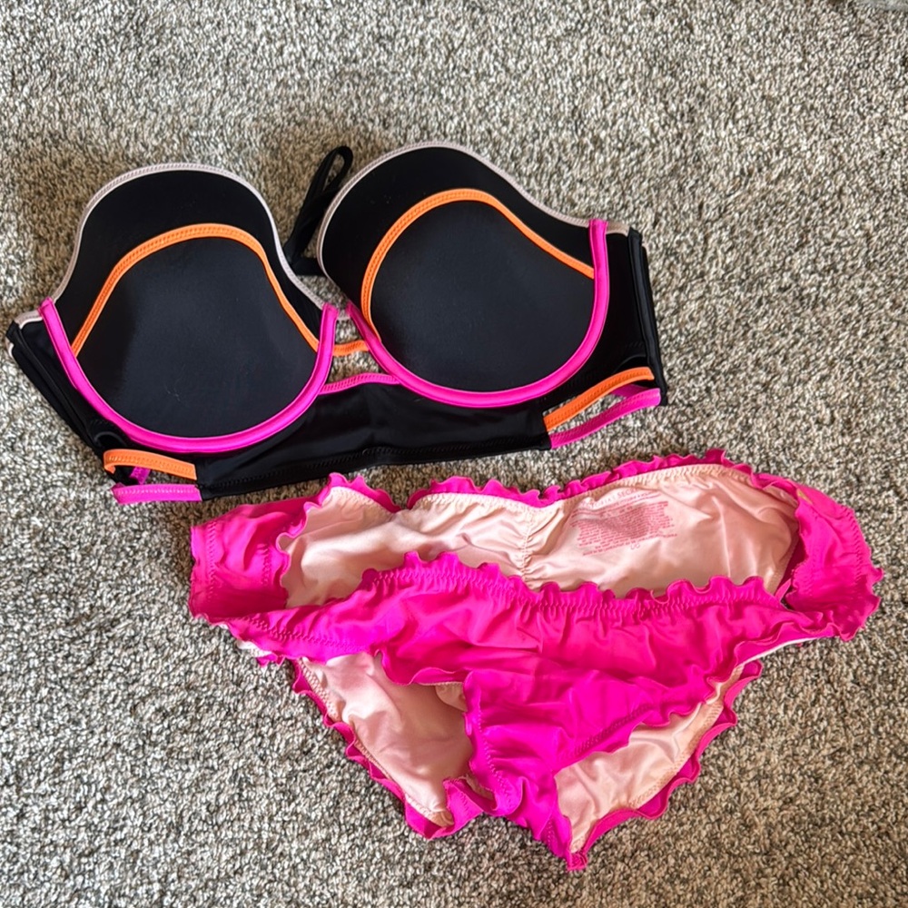 Black and Pink Bikini Set